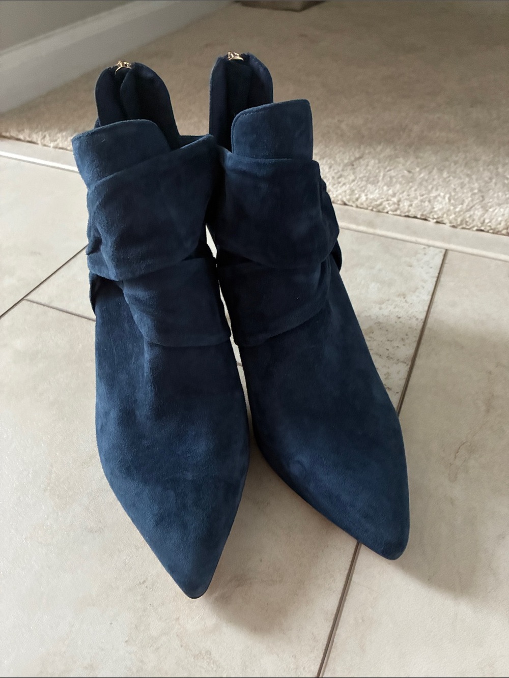 White House Black Market Blue Suede Boots Size 8